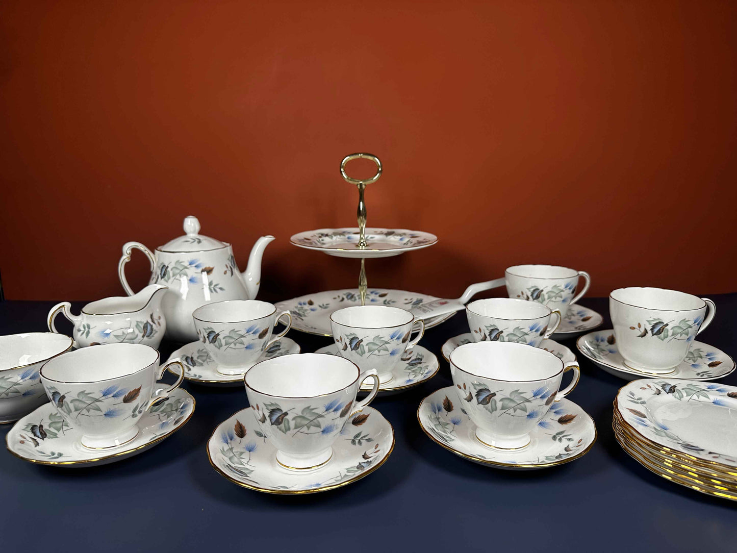 Colclough Vintage Bone China Tea Set – Teapot, Cups, Plates & Cake Stand