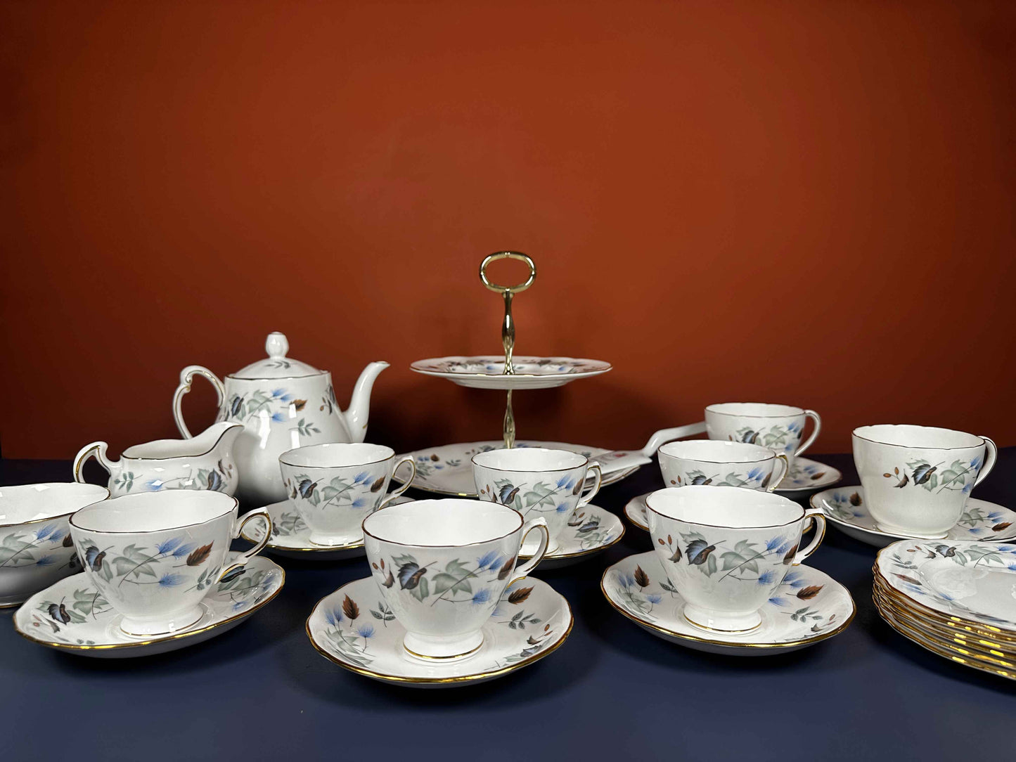 Colclough Vintage Bone China Tea Set – Teapot, Cups, Plates & Cake Stand