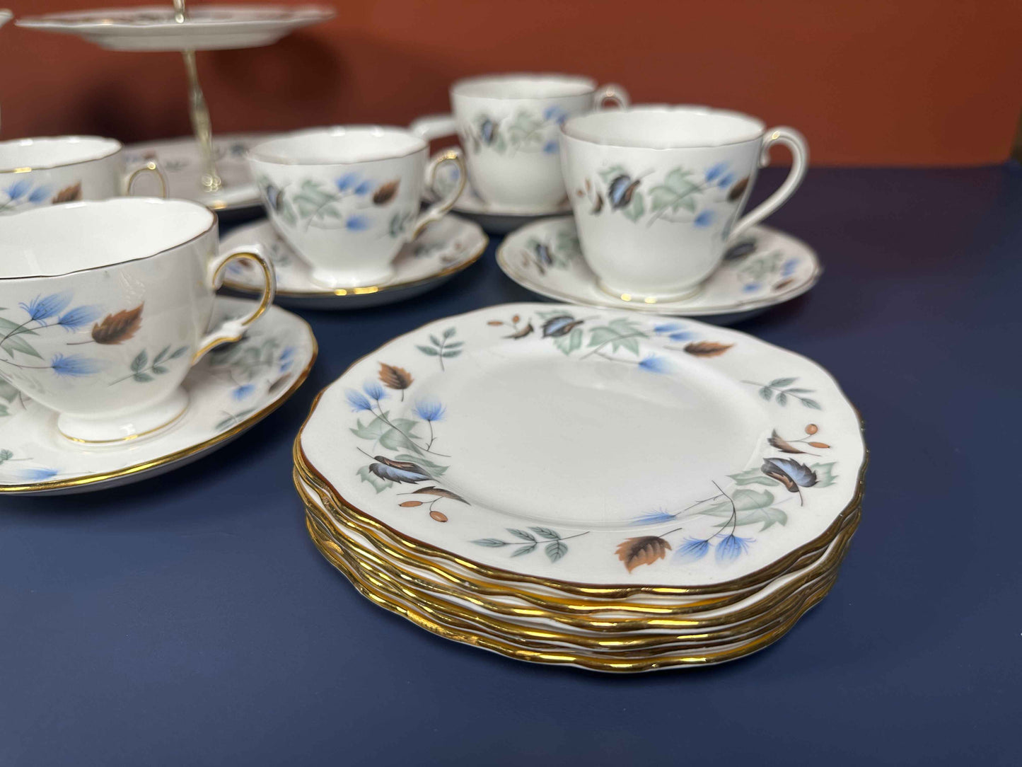 Colclough Vintage Bone China Tea Set – Teapot, Cups, Plates & Cake Stand