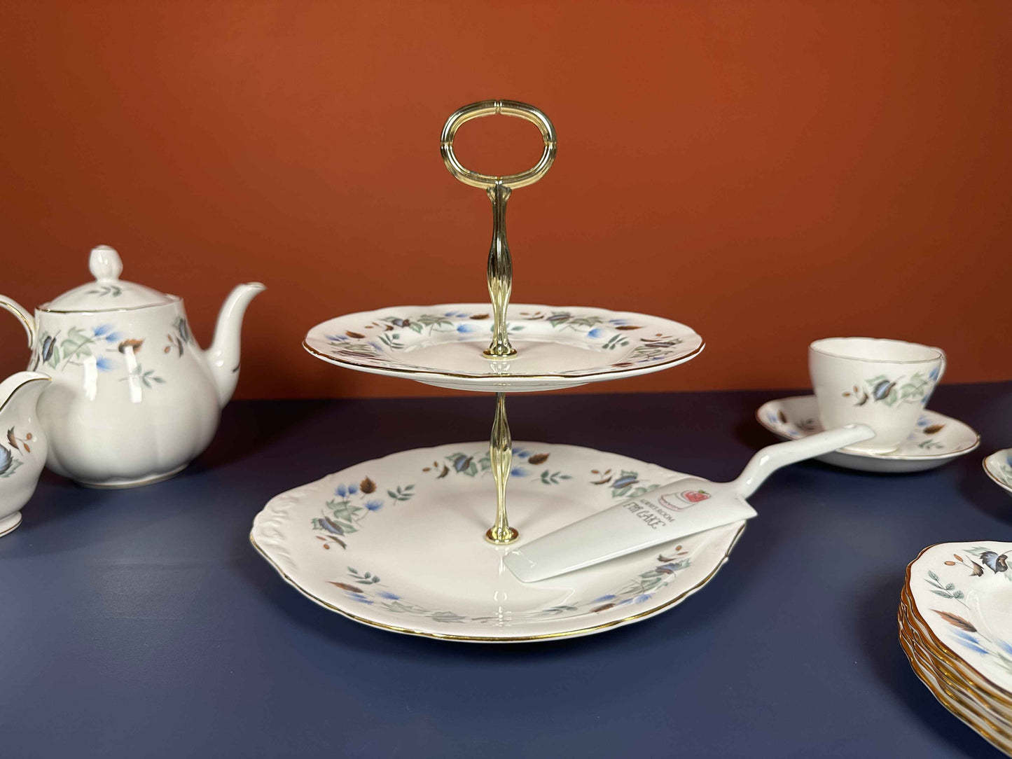 Colclough Vintage Bone China Tea Set – Teapot, Cups, Plates & Cake Stand