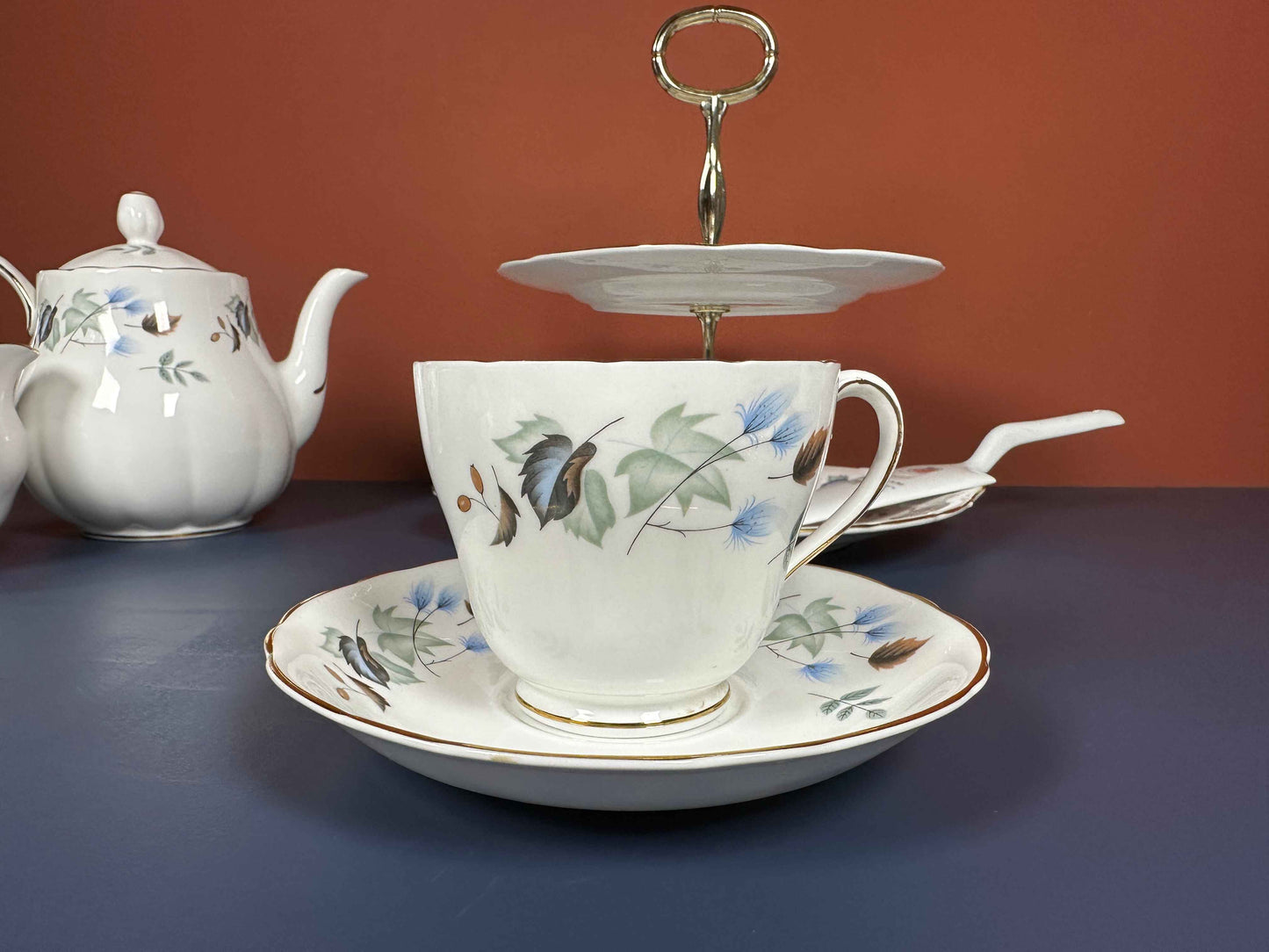 Colclough Vintage Bone China Tea Set – Teapot, Cups, Plates & Cake Stand