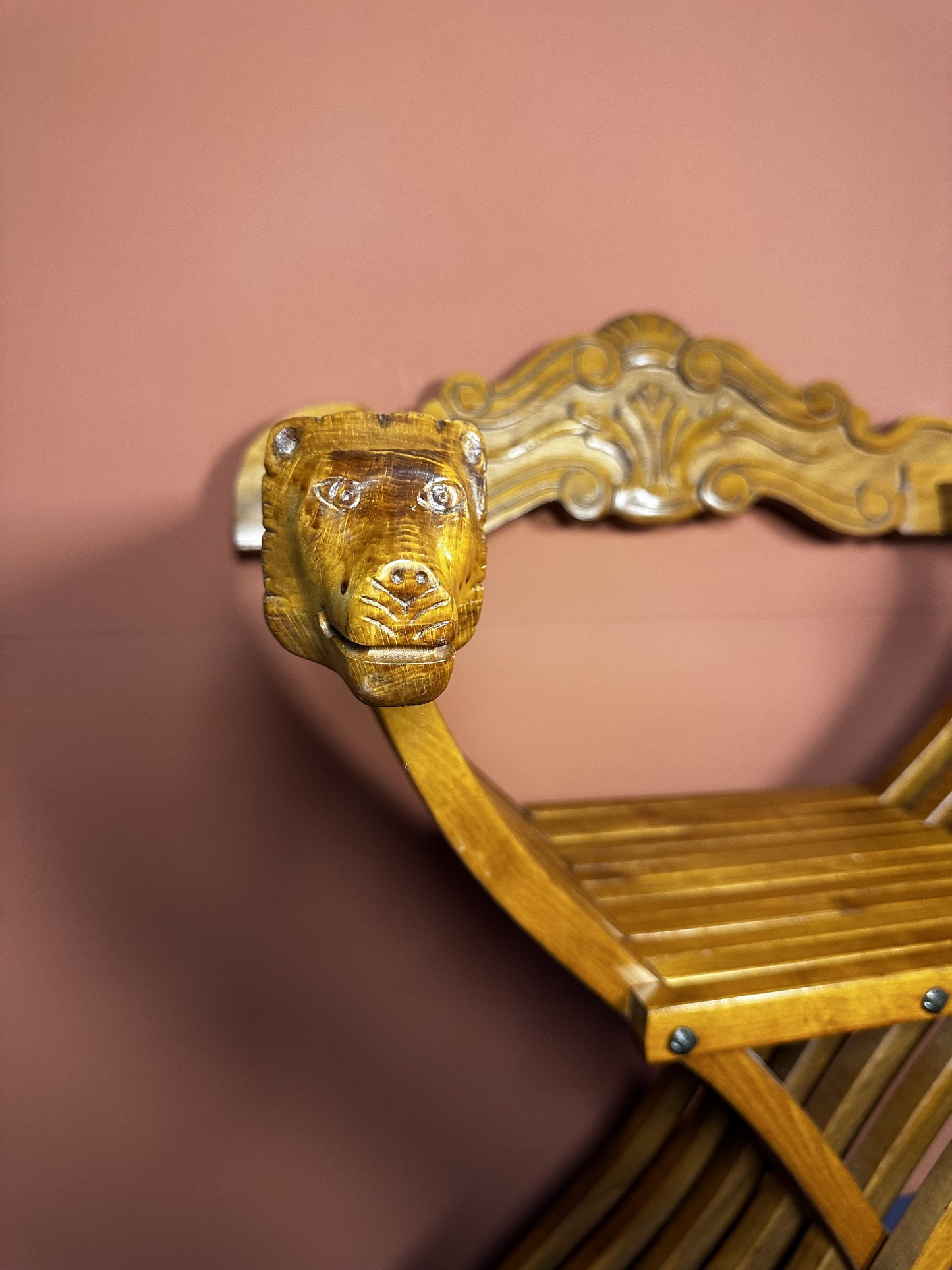 Antique Italian X-Frame Chair – Hand-Carved Renaissance Accent Chair