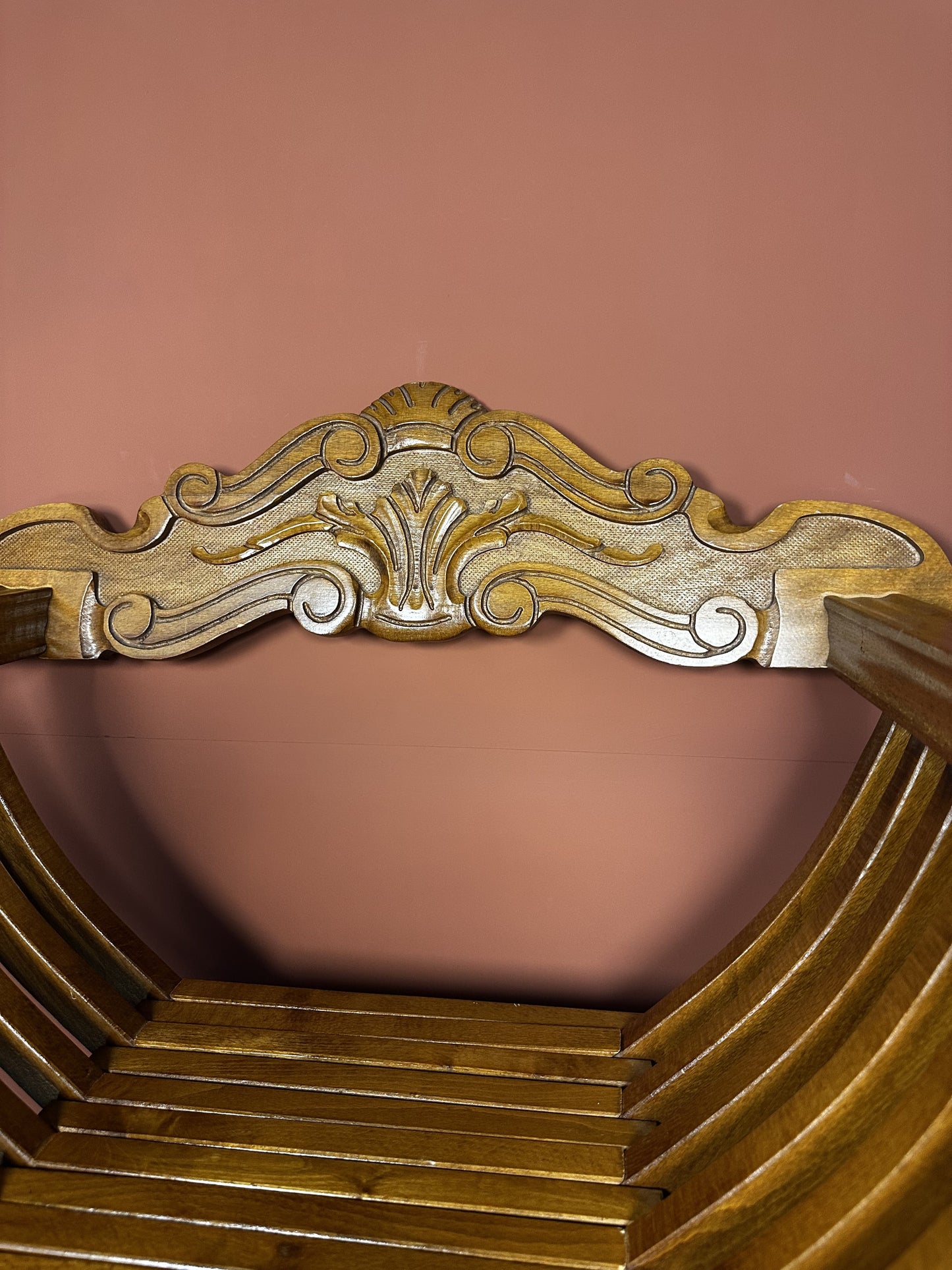 Antique Italian X-Frame Chair – Hand-Carved Renaissance Accent Chair