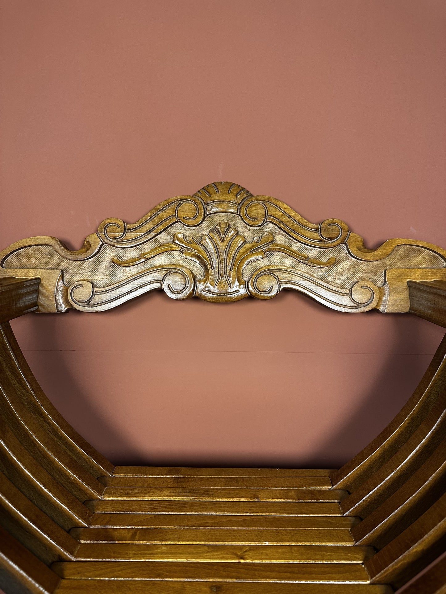 Antique Italian X-Frame Chair – Hand-Carved Renaissance Accent Chair