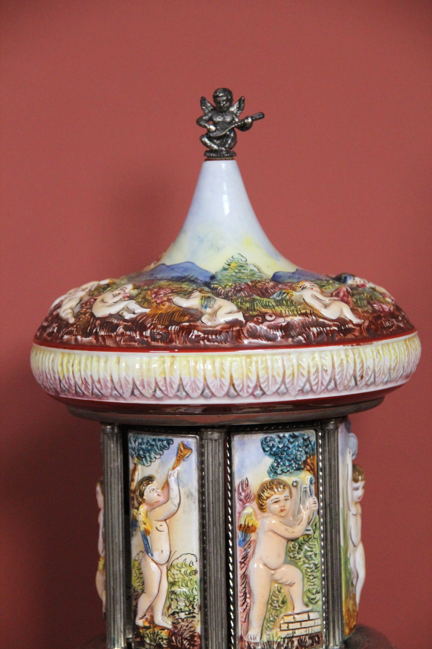 Vintage Italian Musical Carousel Cigarette Dispenser – Mid 20th Century