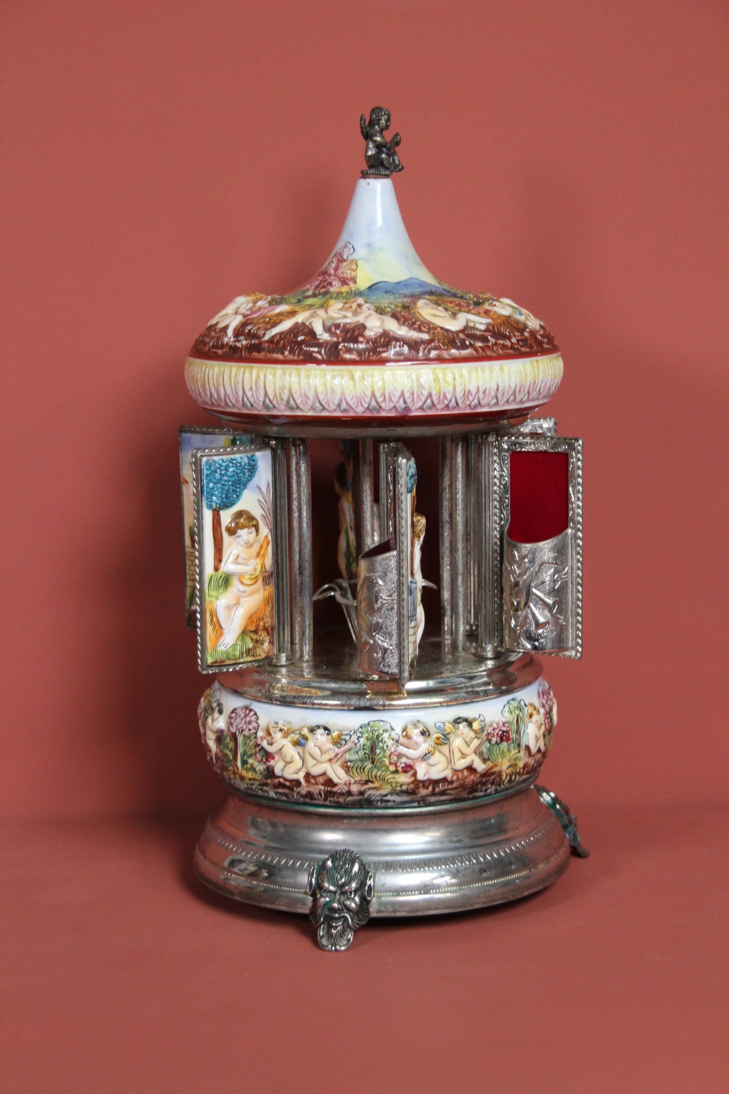 Vintage Italian Musical Carousel Cigarette Dispenser – Mid 20th Century