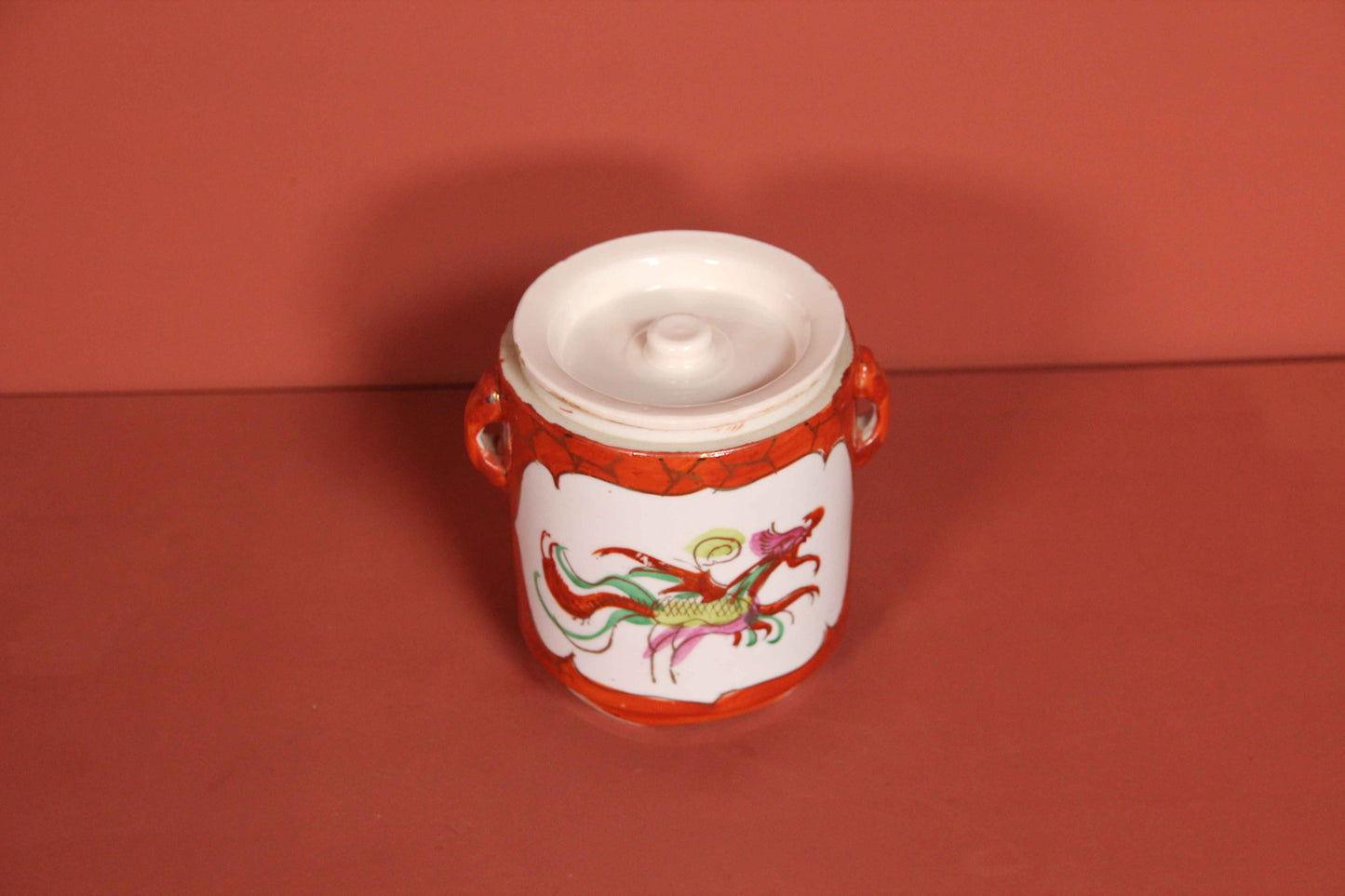 Chinese Porcelain Tea Caddy / Ginger Jar – Hand-Painted Dragon & Phoenix – Qing