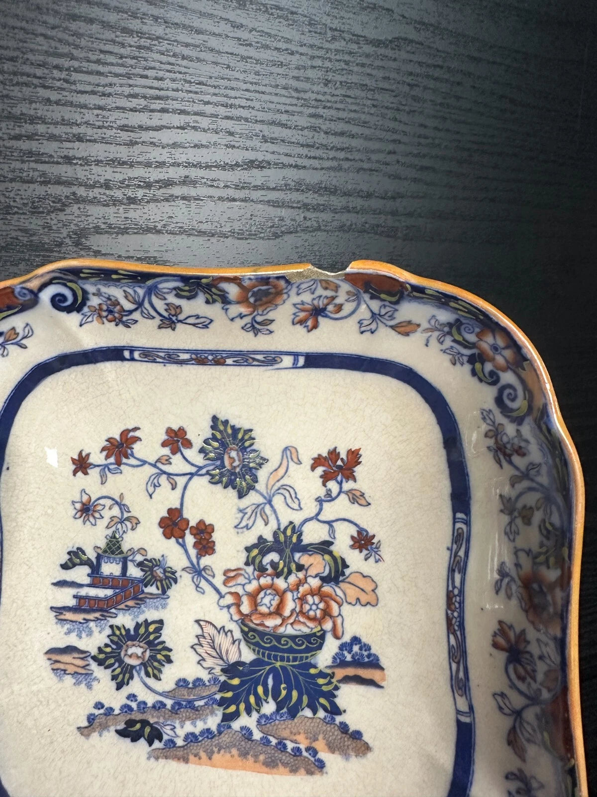 Antique Amherst Japan Stone China Imari Plates – Set of 3 Dishes – c.4716