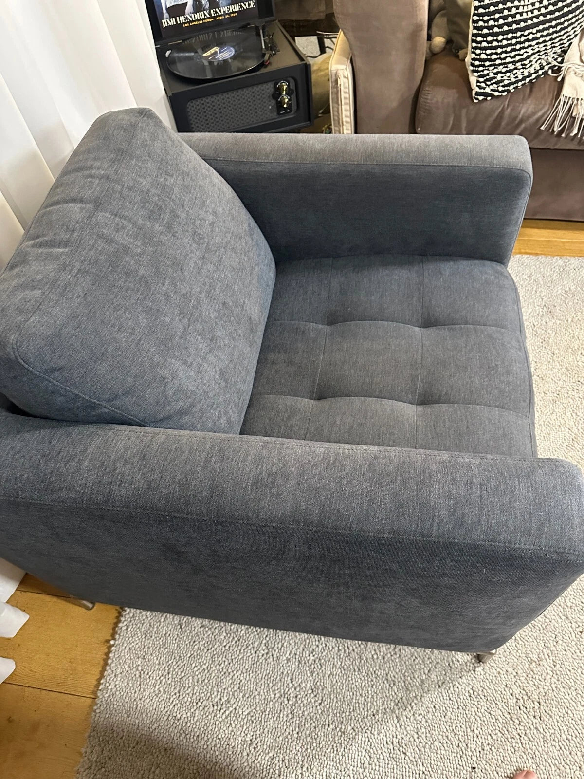 Natuzzi Armchair – Modern Dark Grey Fabric Lounge Chair – Comfortable