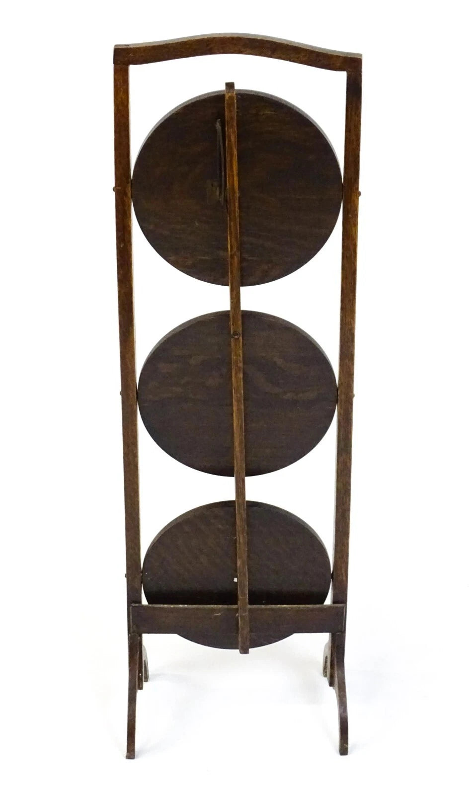 Vintage Folding Oak Cake Stand – 3 Tier – Early 20thC Display Shelf – 34" High