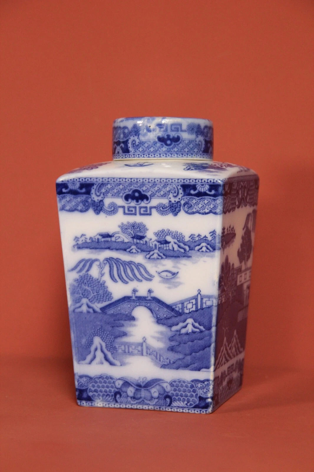 Vintage Ringtons Blue Willow Tea Caddy Jar – Ceramic with Lid, Newcastle