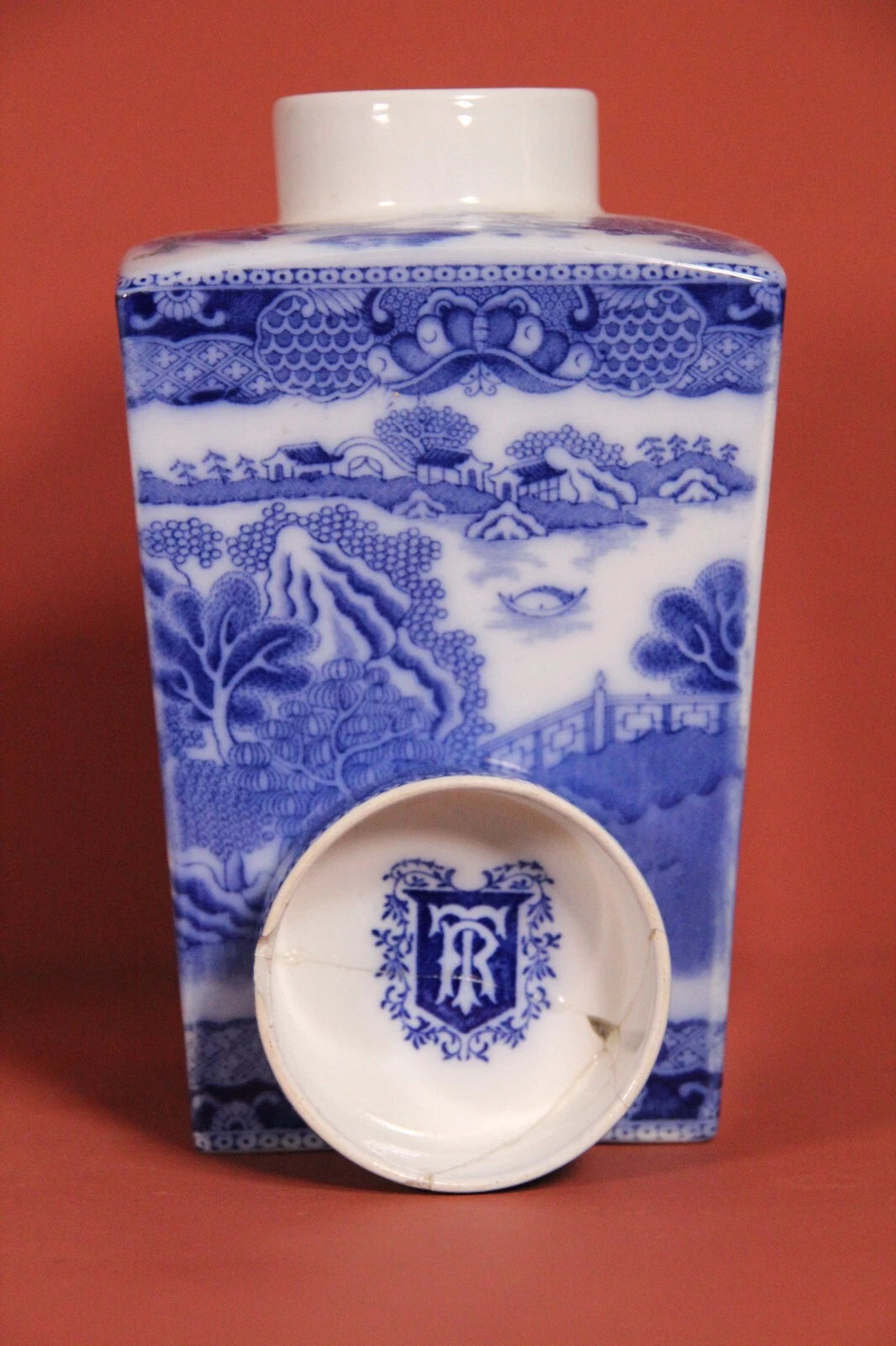 Vintage Ringtons Blue Willow Tea Caddy Jar – Ceramic with Lid, Newcastle