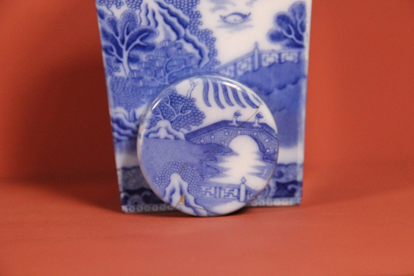 Vintage Ringtons Blue Willow Tea Caddy Jar – Ceramic with Lid, Newcastle