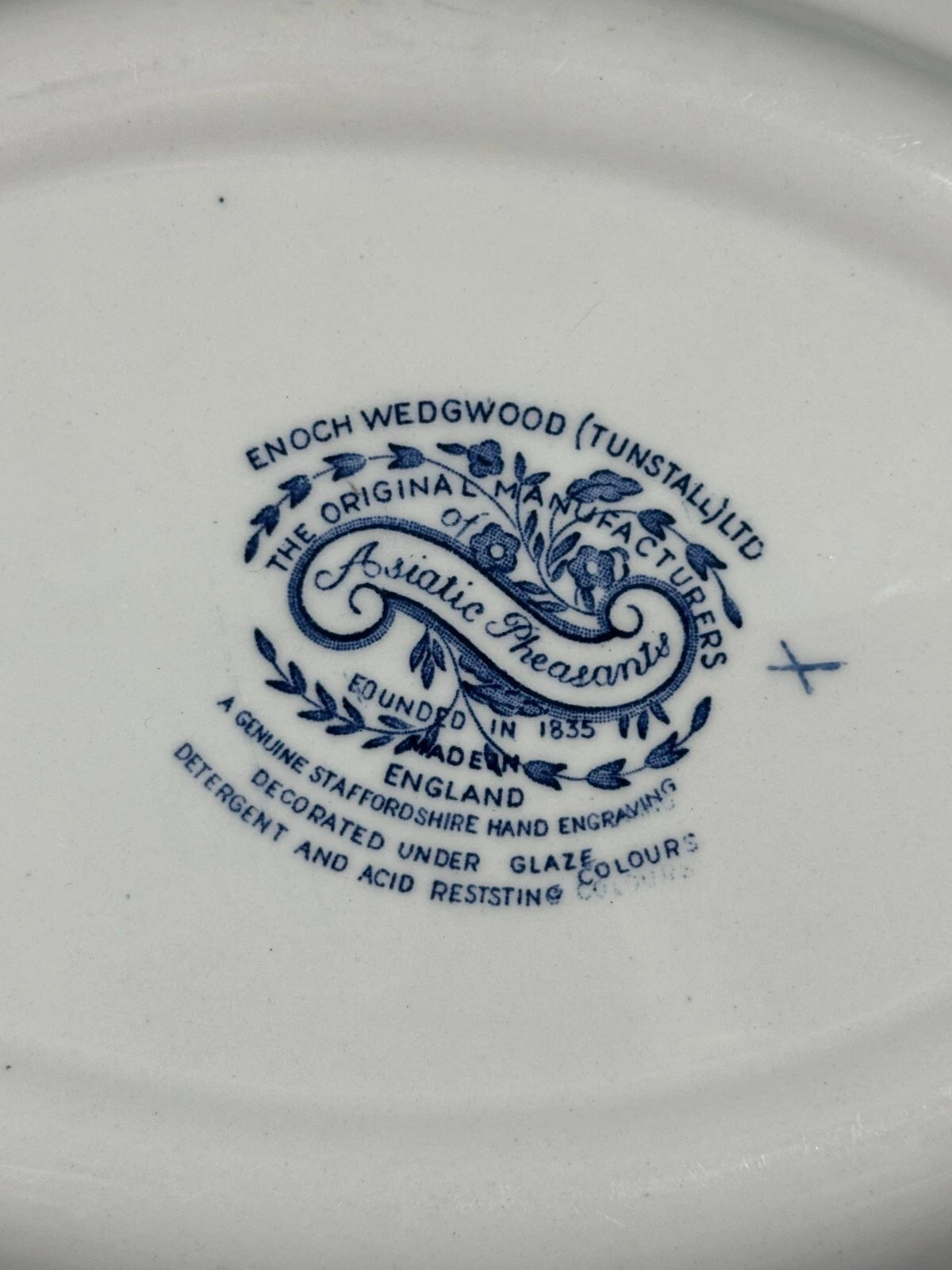 Set of 5 Enoch Wedgwood Dinner Plates – Blue & White Asiatic Pheasants