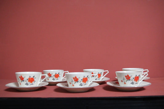 Victoria Czechoslovakia Art Deco Tea Cups & Saucers – Set of 6