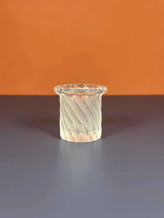 Lalique “Épines” Crystal Candle Holder – Signed Frosted Swirl Glass