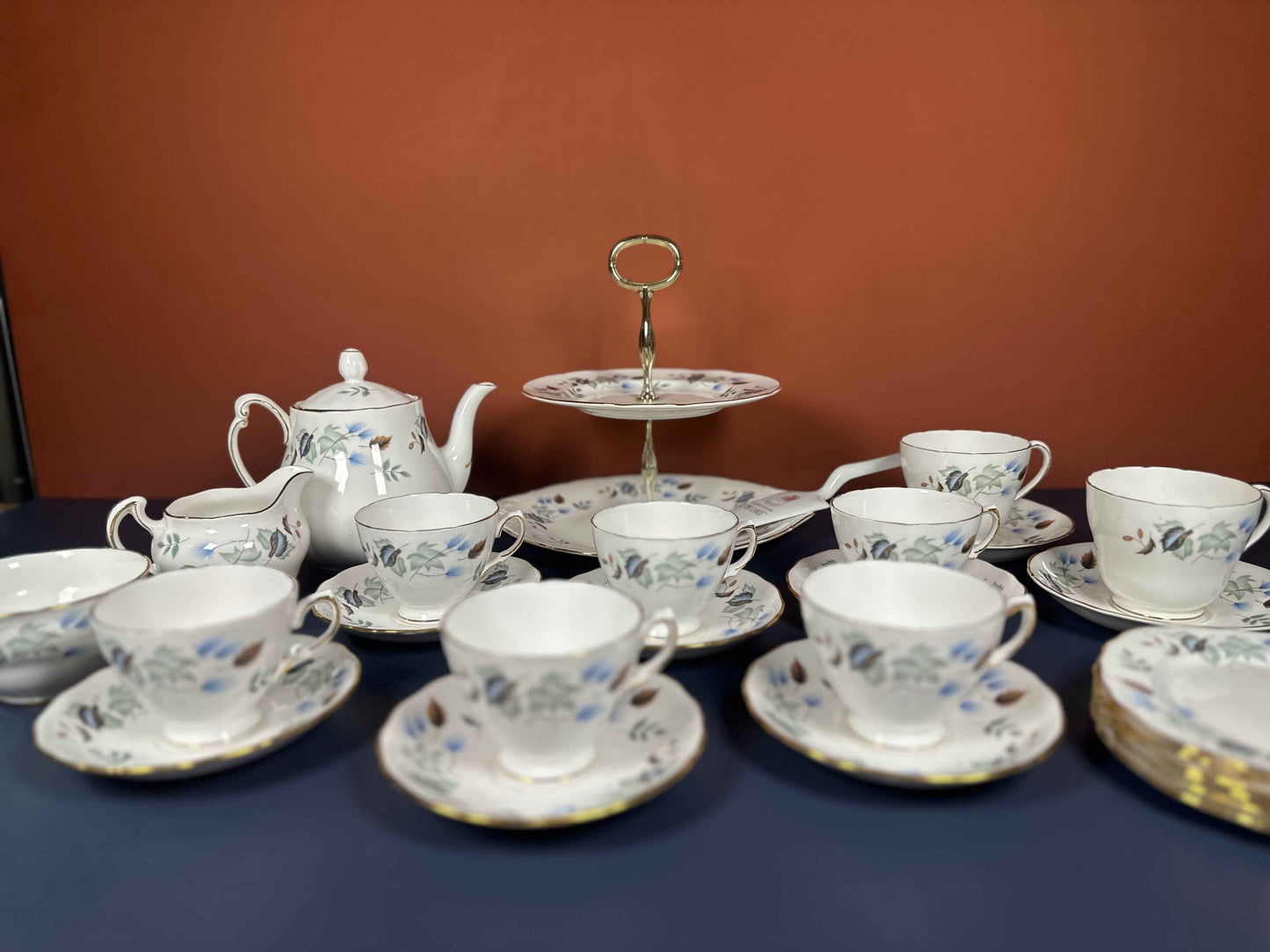Colclough Vintage Bone China Tea Set – Teapot, Cups, Plates & Cake Stand