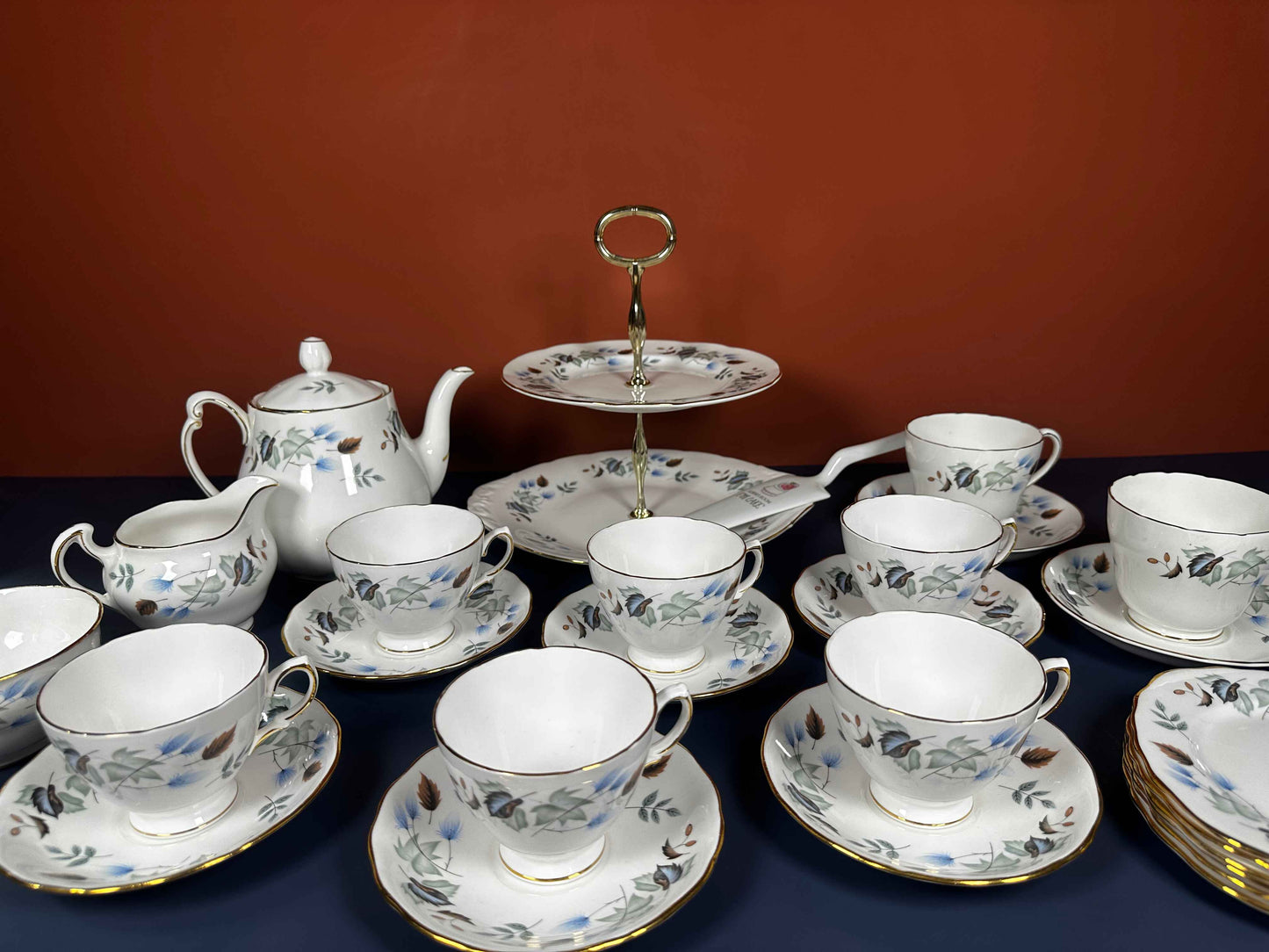 Colclough Vintage Bone China Tea Set – Teapot, Cups, Plates & Cake Stand