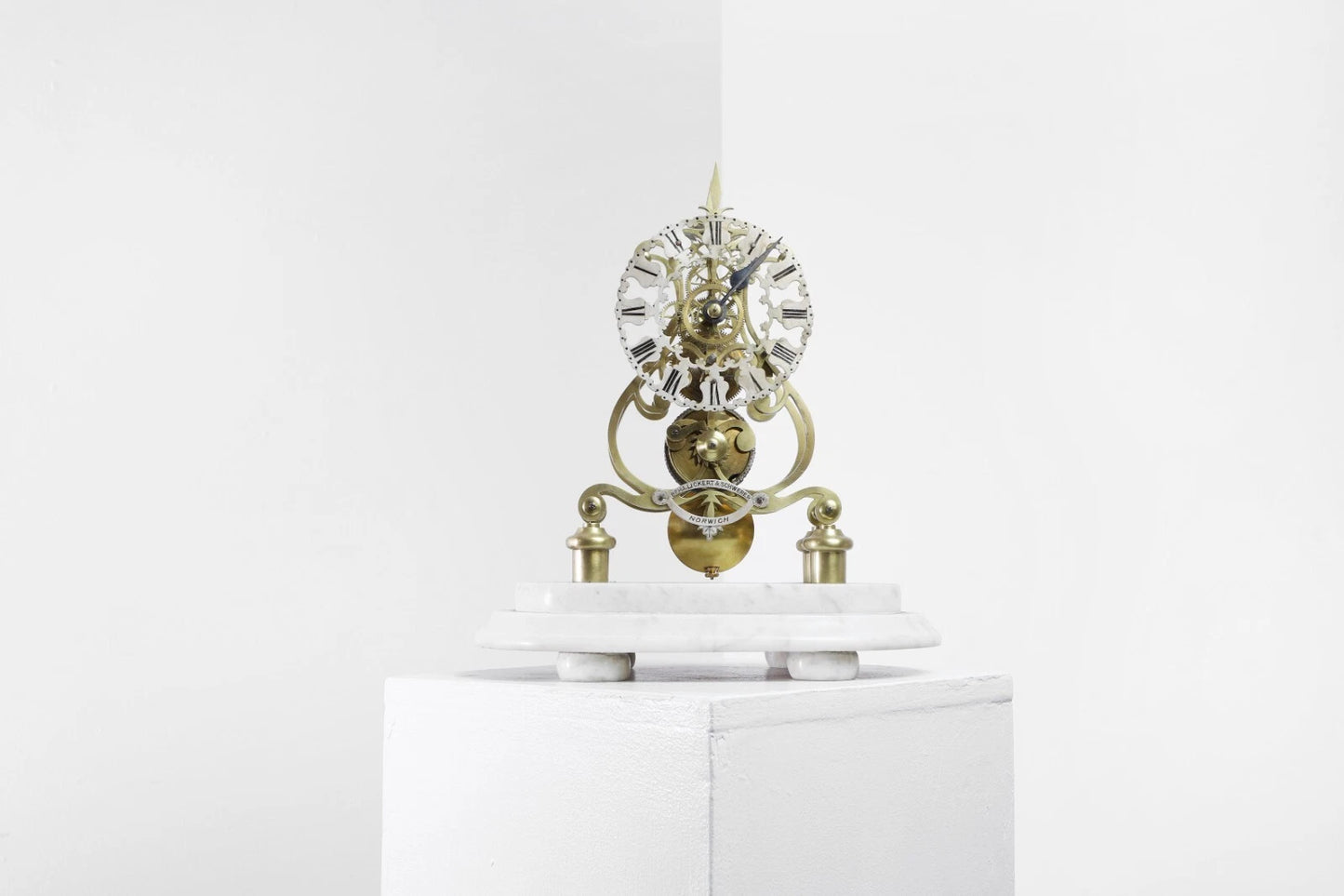 Victorian Skeleton Clock – Beha, Lickert & Schwerer Norwich – Brass Fusee