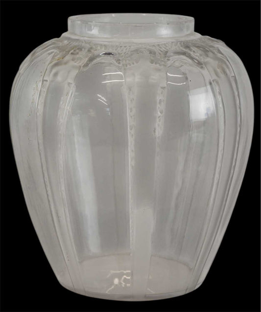René Lalique Cariatides Vase – Frosted Nude Relief Glass, Signed, 20cm Tall