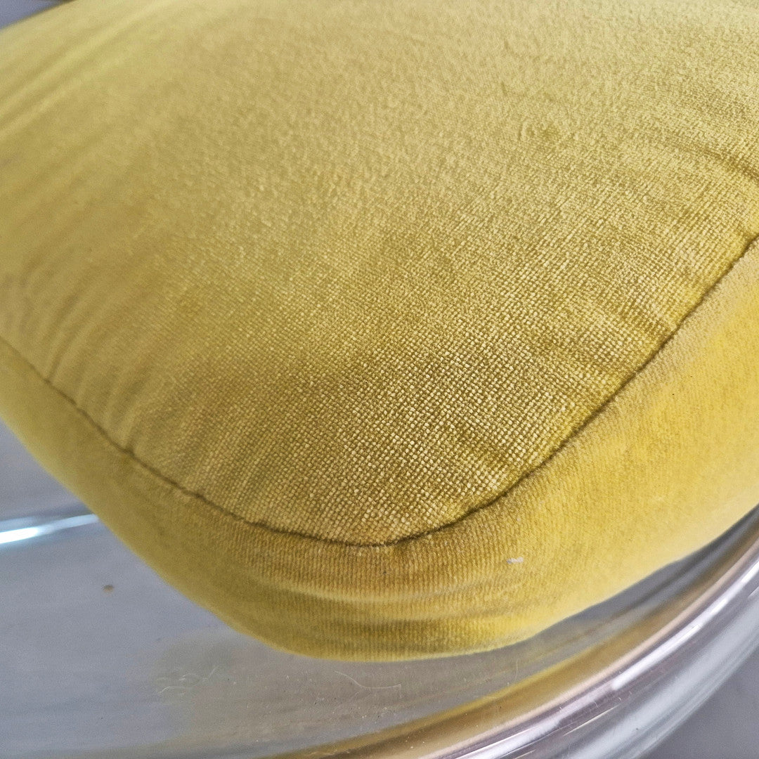 Eero Aarnio Style Bubble Hanging Chair with Yellow Cushions