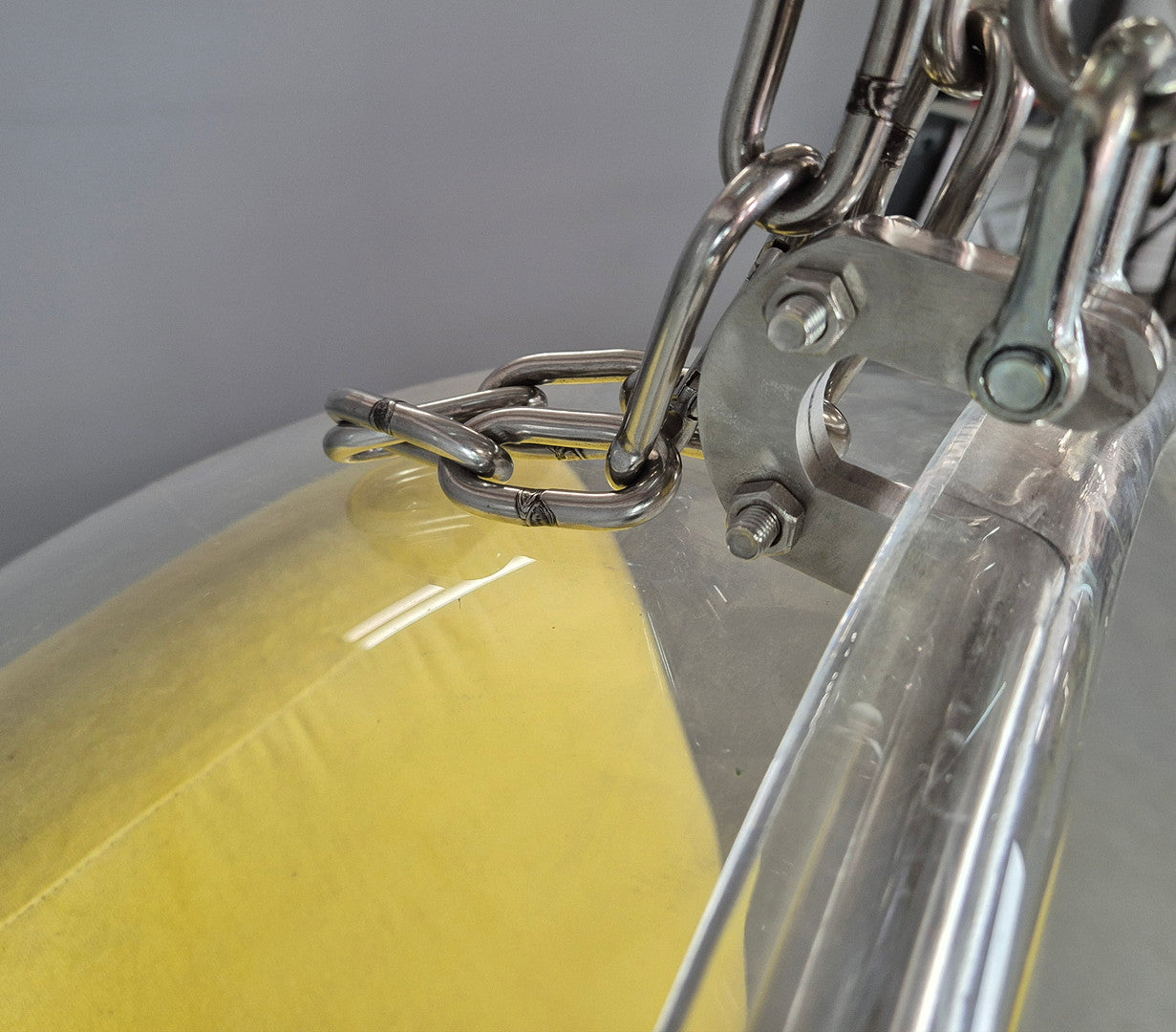Eero Aarnio Style Bubble Hanging Chair with Yellow Cushions