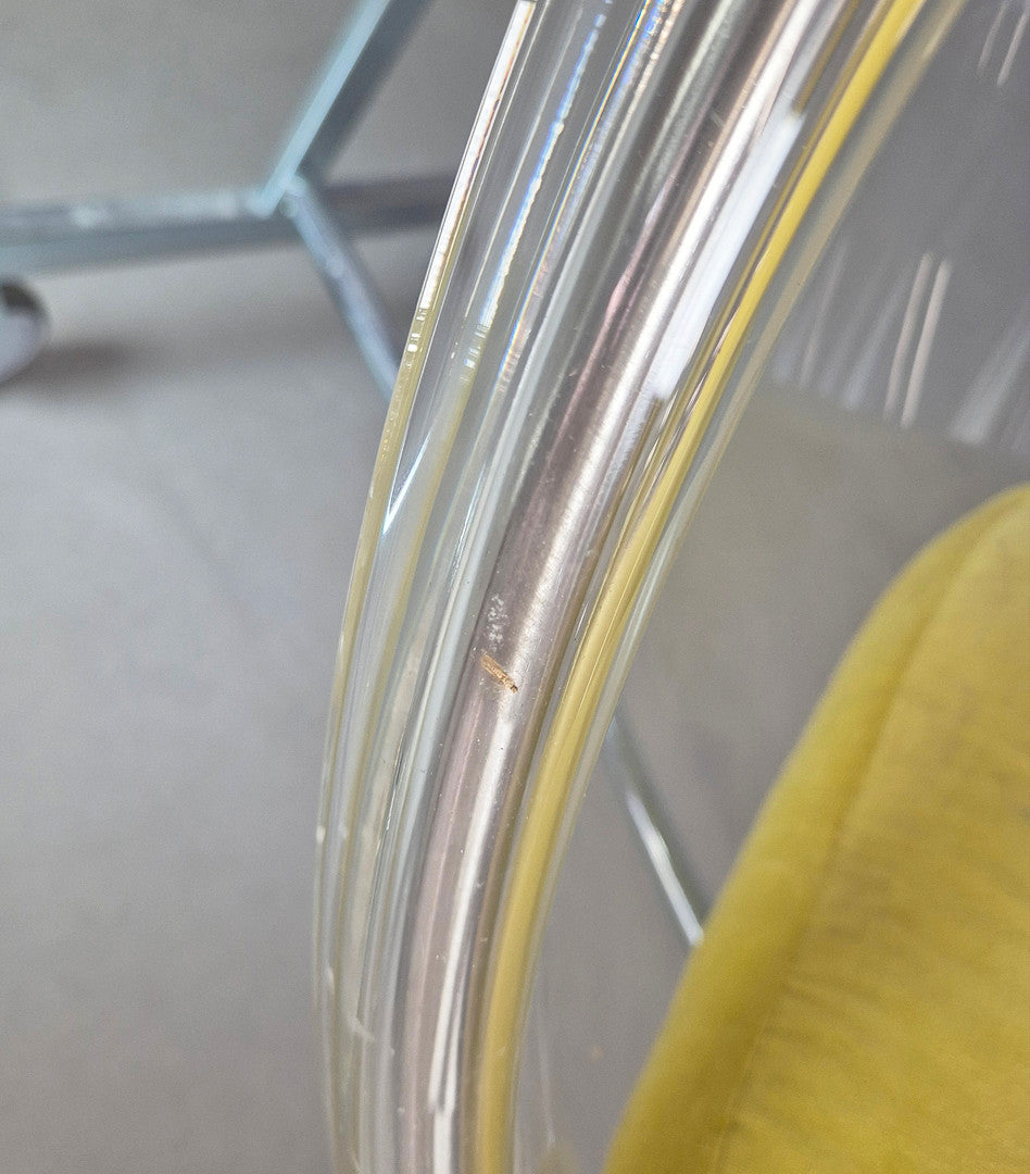 Eero Aarnio Style Bubble Hanging Chair with Yellow Cushions
