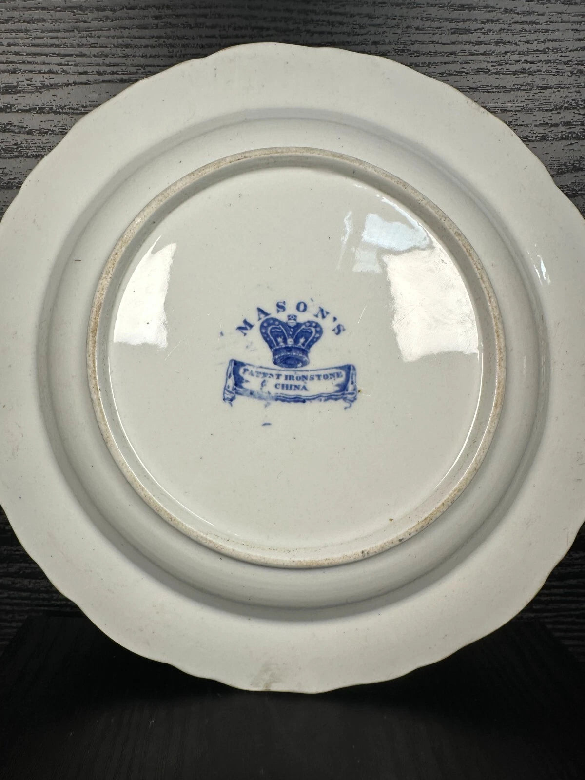 Mason's Patent Ironstone China Plate – Blue & White Chinoiserie Design – Antique