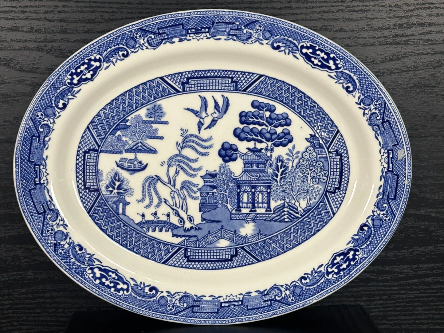 Vintage Barratts Staffordshire Blue Willow Serving Platter – English Ironstone