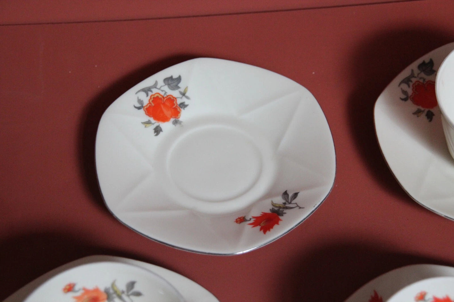 Victoria Czechoslovakia Art Deco Tea Cups & Saucers – Set of 6