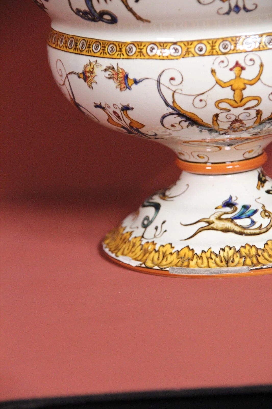 Gien Faience Renaissance Vase – Snake Handles, 19th Century, 40cm
