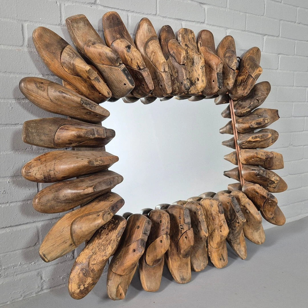 Large Vintage Shoe Last Mirror – Industrial Style Wall Art, 98x110cm