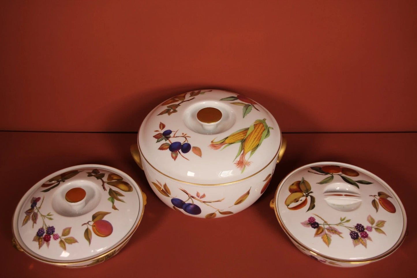 Royal Worcester Evesham Tureen Set – 3x Covered Serving Dishes