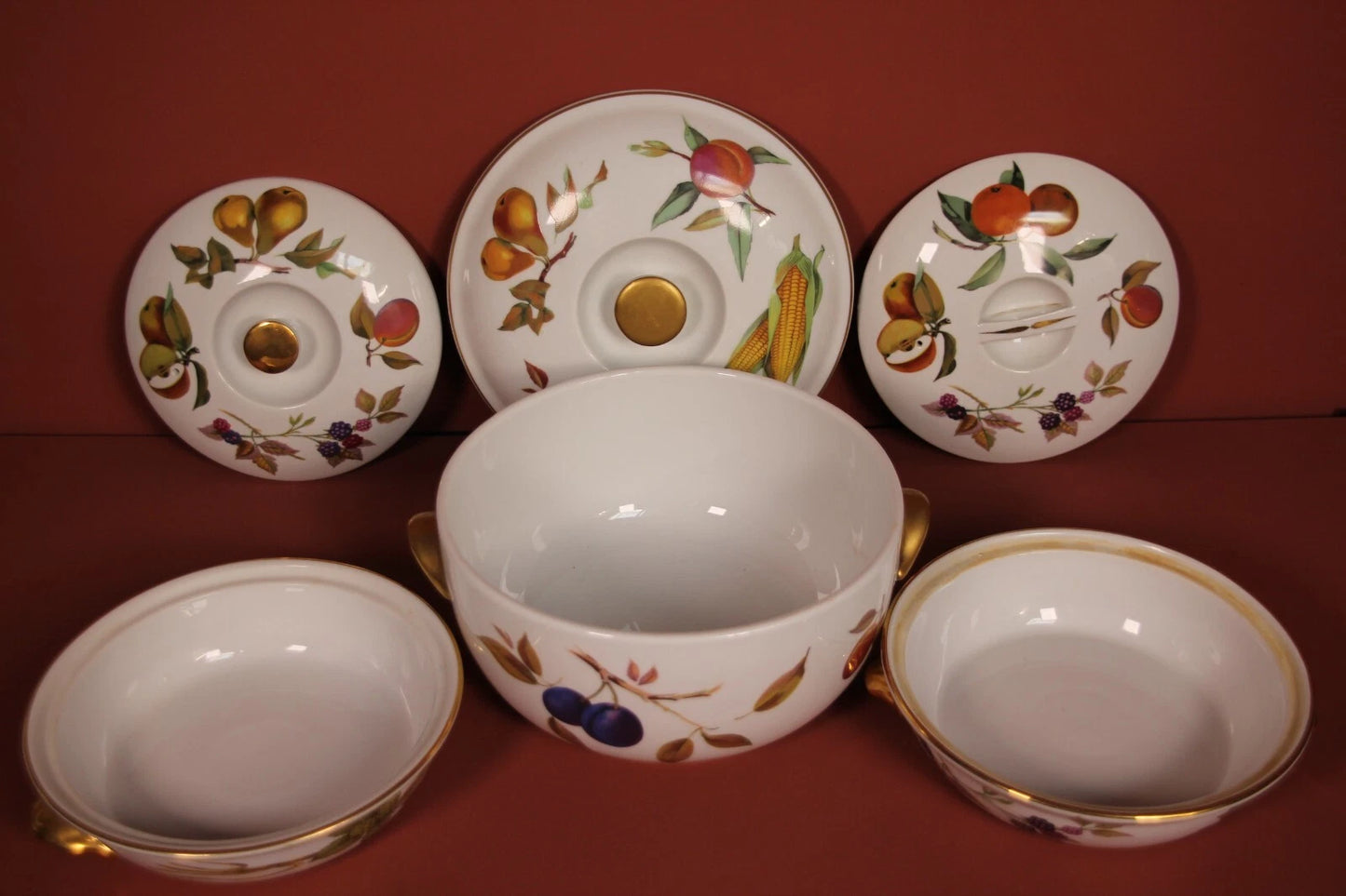 Royal Worcester Evesham Tureen Set – 3x Covered Serving Dishes